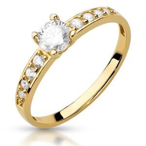 Złoty pierścionek zaręczynowy z cyrkoniami