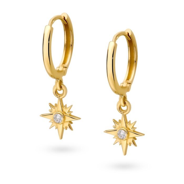 złote kolczyki róża wiatrów