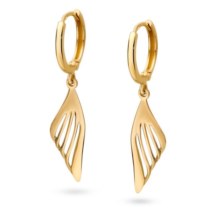 Złote kolczyki wiszące skrzydła - K56123_Y333 - Marand