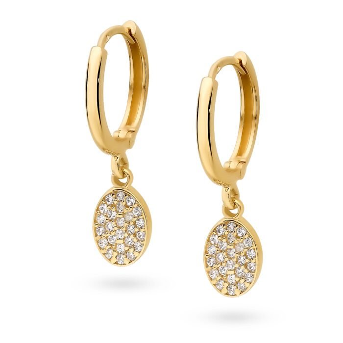 Złote kolczyki wiszące z cyrkoniami - K56125C-Y333 - Marand