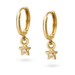 Marand Jubiler - Marand Złote kolczyki wiszące gwiazdki z cyrkonią 333