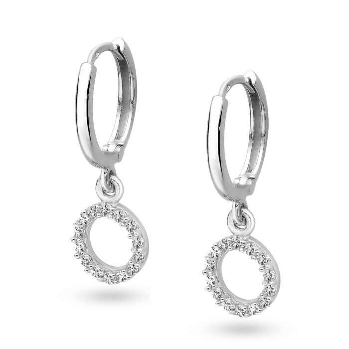 Srebrne kolczyki kółka z cyrkoniami wiszące 925 - K56108-925 - Marand