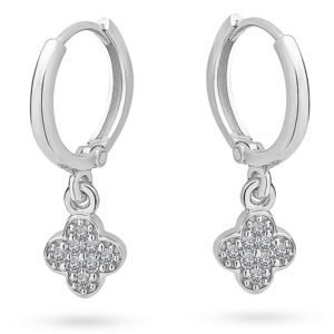 Marand Jubiler - Marand Srebrne kolczyki wiszące koniczynki z cyrkoniami 925