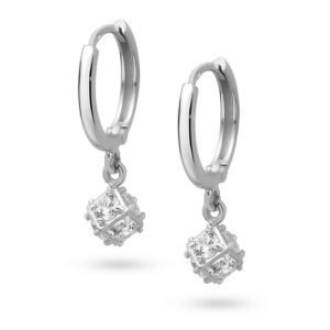 Marand Jubiler - Marand Srebrne kolczyki wiszące kostki z cyrkoniami 925